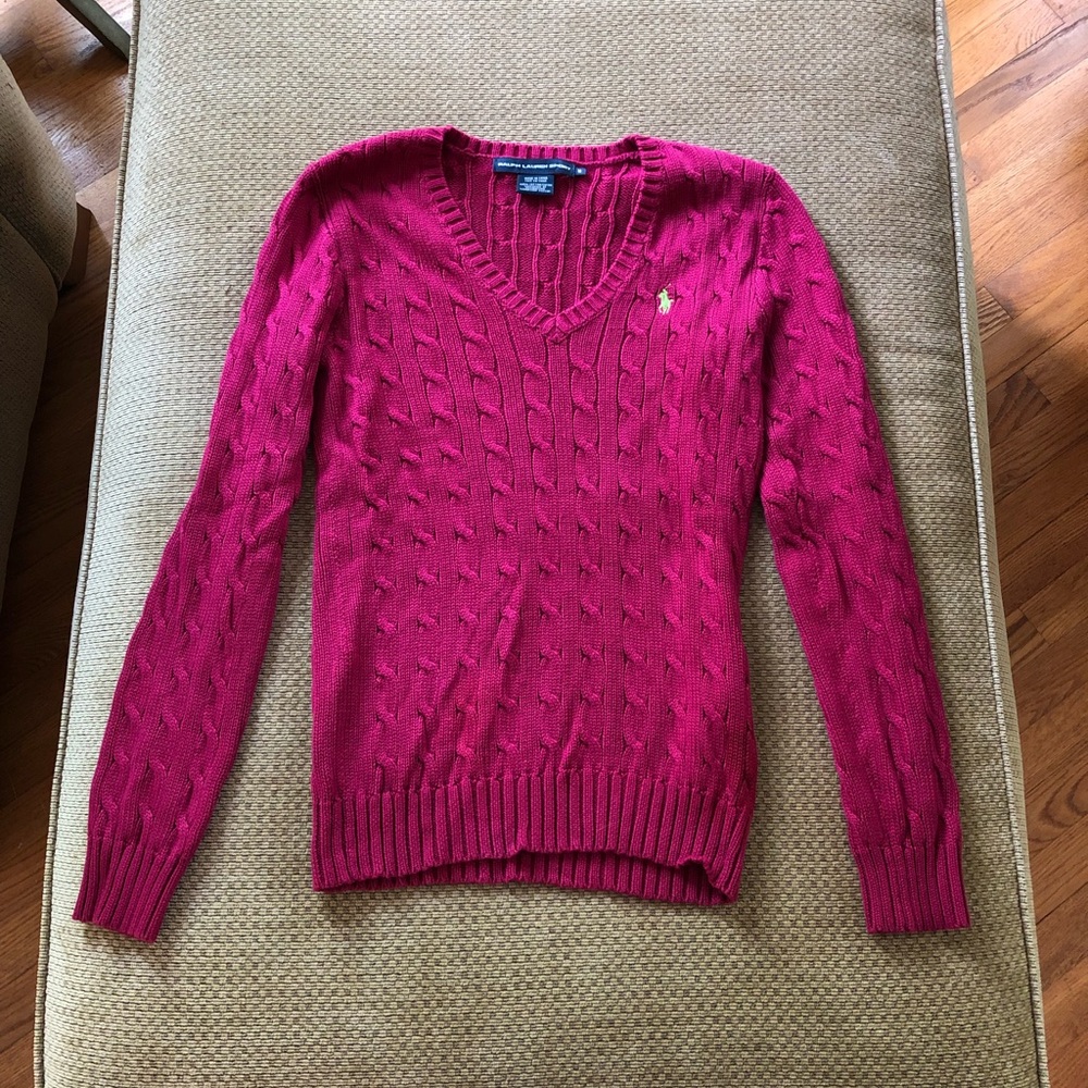 Ralph Lauren Cableknit Vneck Sweater